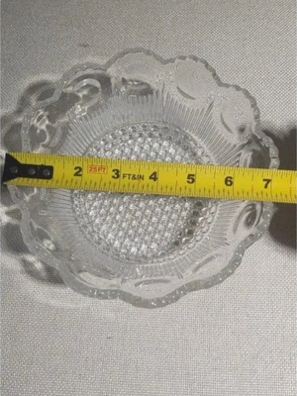 Vintage Bartlett Collins St Genevieve Glass Bowl Manhattan Thumbprint 8.5